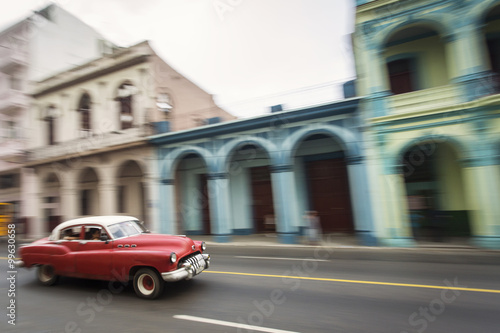Panning with old car on streets of Havana, Cuba © danmir12
