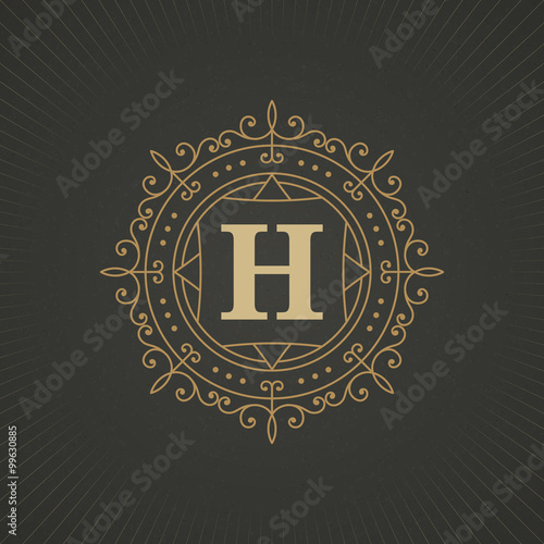 Foto Calligraphic monogram emblem template design.
