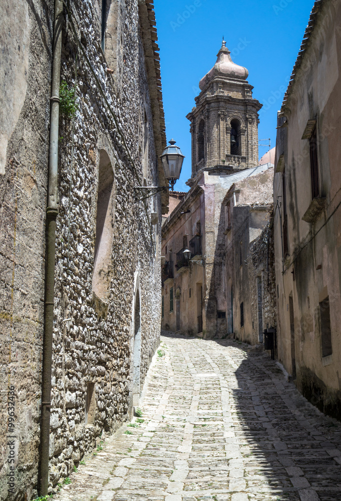 Ancient cobblestone street in Erice, Sicily