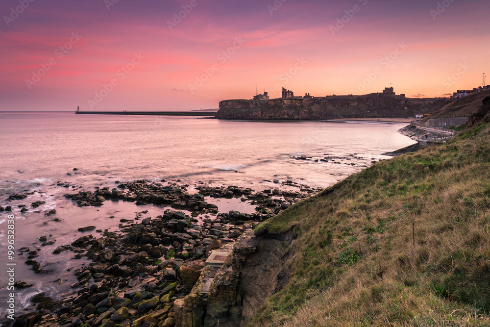 Tynemouth Priory and Castle at dusk