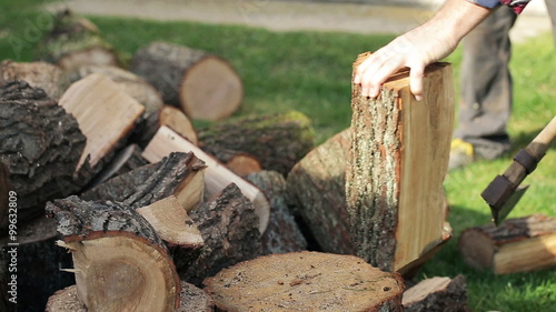 Wallpaper Mural Male hands chopping wood in the garden 
 Torontodigital.ca