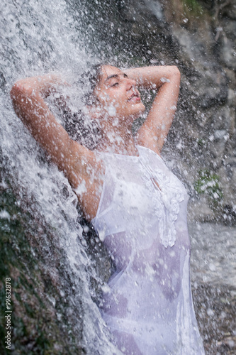 Model shower under waterfall  Calabria - Italy