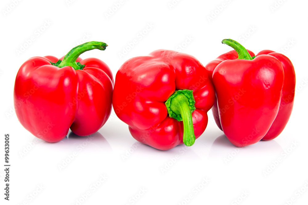 Colored Fresh Sweet Pepper Isolated on White Background. Colored Fresh Sweet Pepper Isolated on White Background.