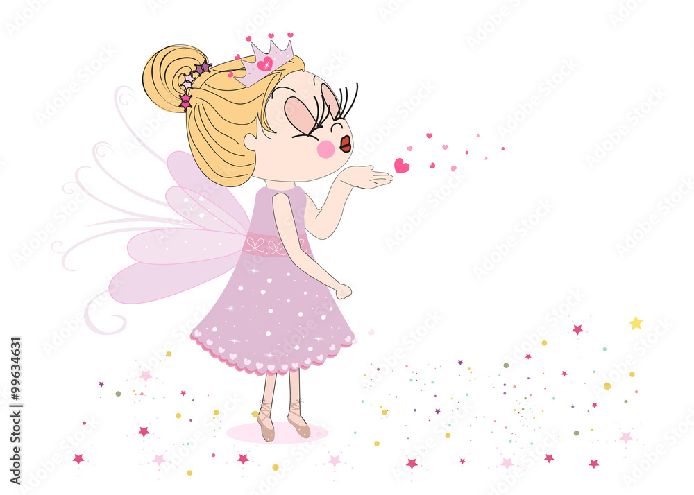 Cute fairy tale sending kiss vector background Cute fairy tale sending kiss vector background