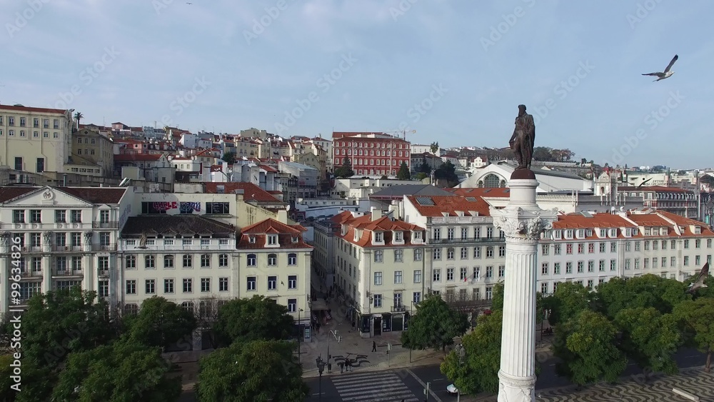 Aerial View of Dom Pedro IV Square in Rossio, Lisbon, Portugal Aerial View of Dom Pedro IV Square in Rossio, Lisbon, Portugal