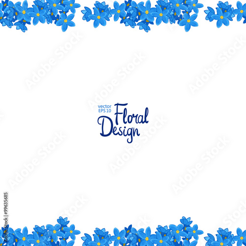 Vector border with forget-me-not flowers 