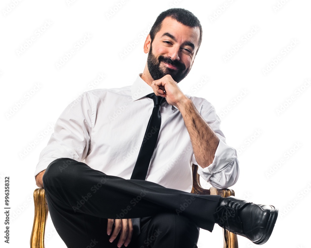 Naklejka premium Businessman over white background