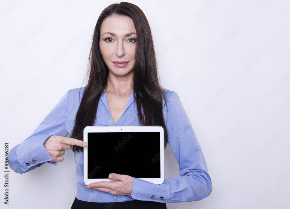 beautiful brunette business woman in working attire posing on grey background beautiful brunette business woman in working attire posing on grey background