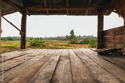 Old wooden boards empty in cottage ,nature meadow background