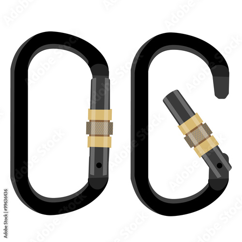 Black carabiner vector