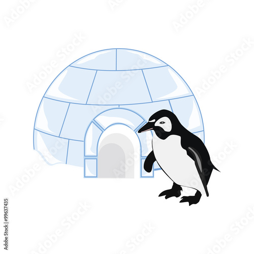 Snow house igloo and penguin