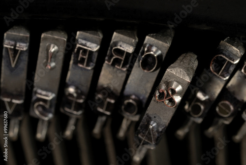 Hammers for writing with an ancient manual typewriter
