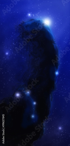 Nebula, Cosmic space and stars, blue cosmic abstract background..