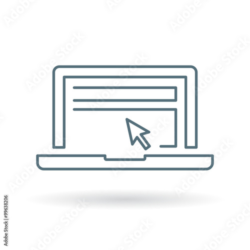 Laptop select tool icon. Notebook browse sign. Laptop display symbol. Thin line icon on white background. Vector illustration. photo