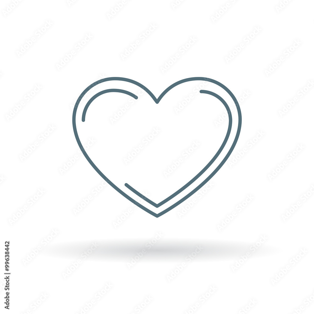 Heart icon. Simple heart sign. Love symbol. Thin line icon on white background. Vector illustration.