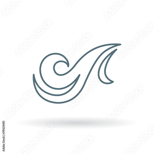 Wind icon. gust of wind sign. Air symbol. Thin line icon on white background. Vector illustration.