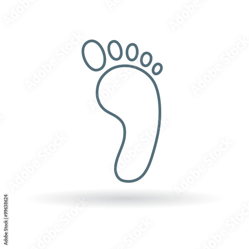 Foot icon. Footprint sign. Barefoot symbol. Thin line icon on white background. Vector illustration.