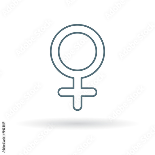 Female gender icon. Ladies sign. Women symbol. Thin line icon on white background. Vector illustration.