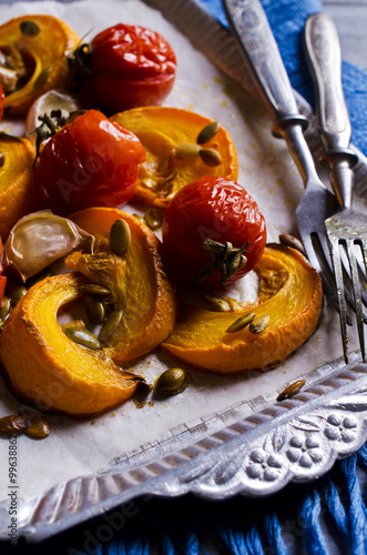 Slices of roasted pumpkin