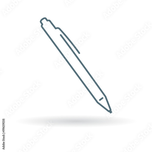 Ballpoint pen icon. Fountain pen sign. Office pen symbol. Thin line icon on white background. Vector illustration.