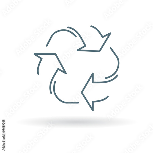 Recycle icon. Reuse sign. Recycle symbol. Thin line icon on white background. Vector protect the environment illustration.