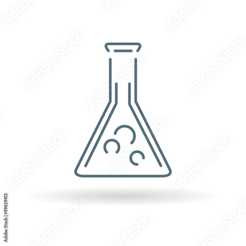Laboratory beaker icon. Laboratory beaker sign. Laboratory beaker symbol. Thin line icon on blue background. Vector illustration.