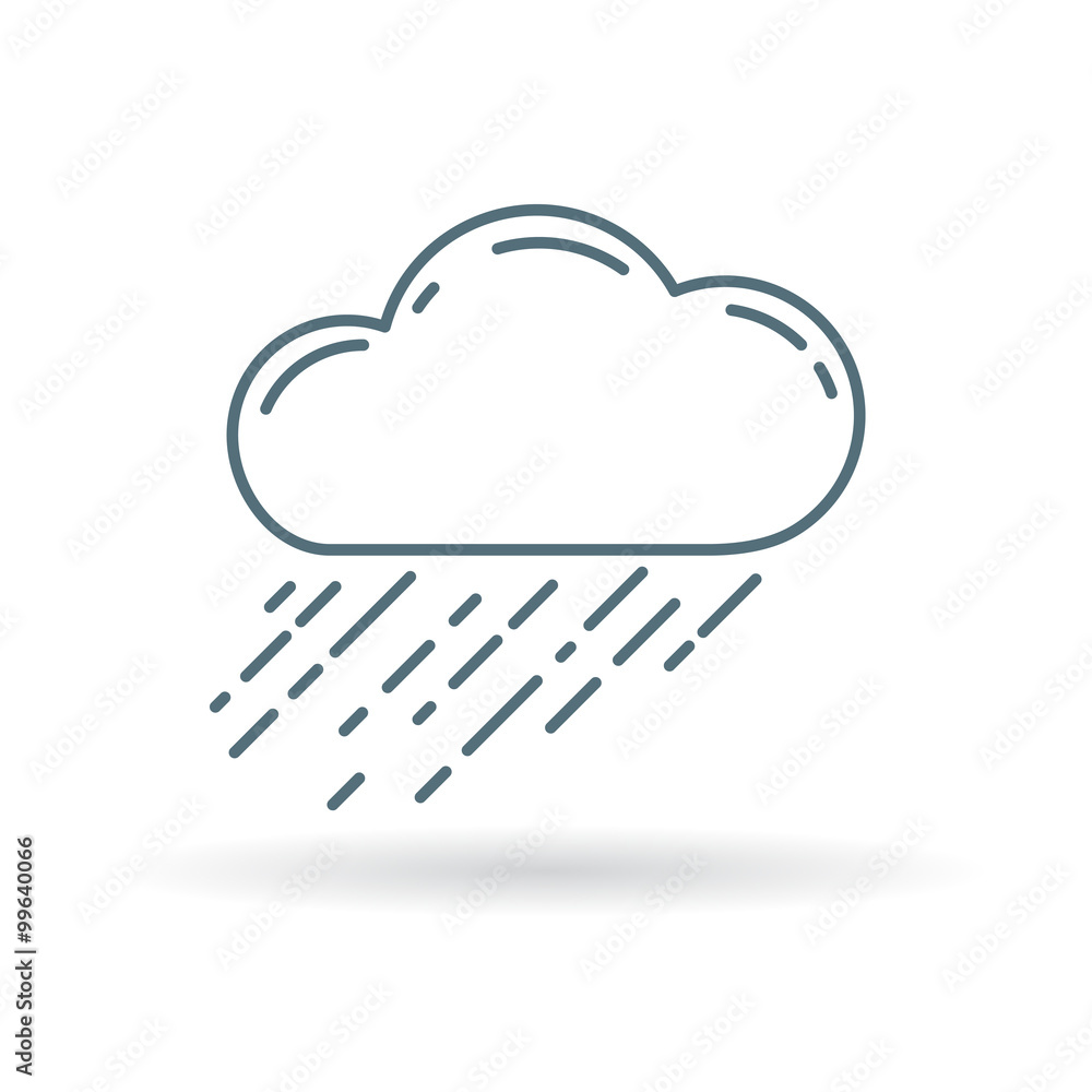 Rain cloud icon. Rain storm sign. rainfall symbol. Thin line icon on white background. Vector illustration. Rain cloud icon. Rain storm sign. rainfall symbol. Thin line icon on white background. Vector illustration.