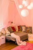 Fairy lights in bedroom