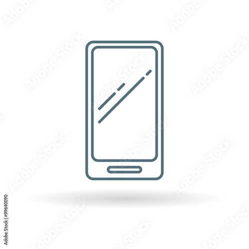 Modern Smartphone icon. Cellphone sign. Mobile phone symbol. Thin line icon on white background. Vector illustration.