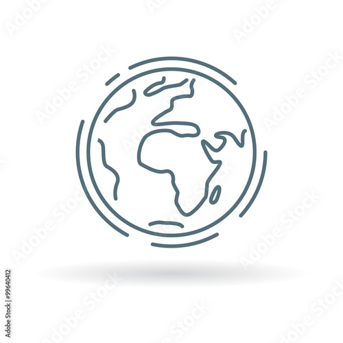 Planet earth icon. Planet earth sign. Planet earth symbol. Thin line icon on white background. Vector illustration.