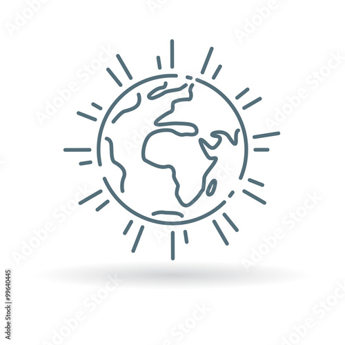 Planet earth icon. Planet earth sign. Planet earth symbol. Thin line icon on white background. Vector illustration.
