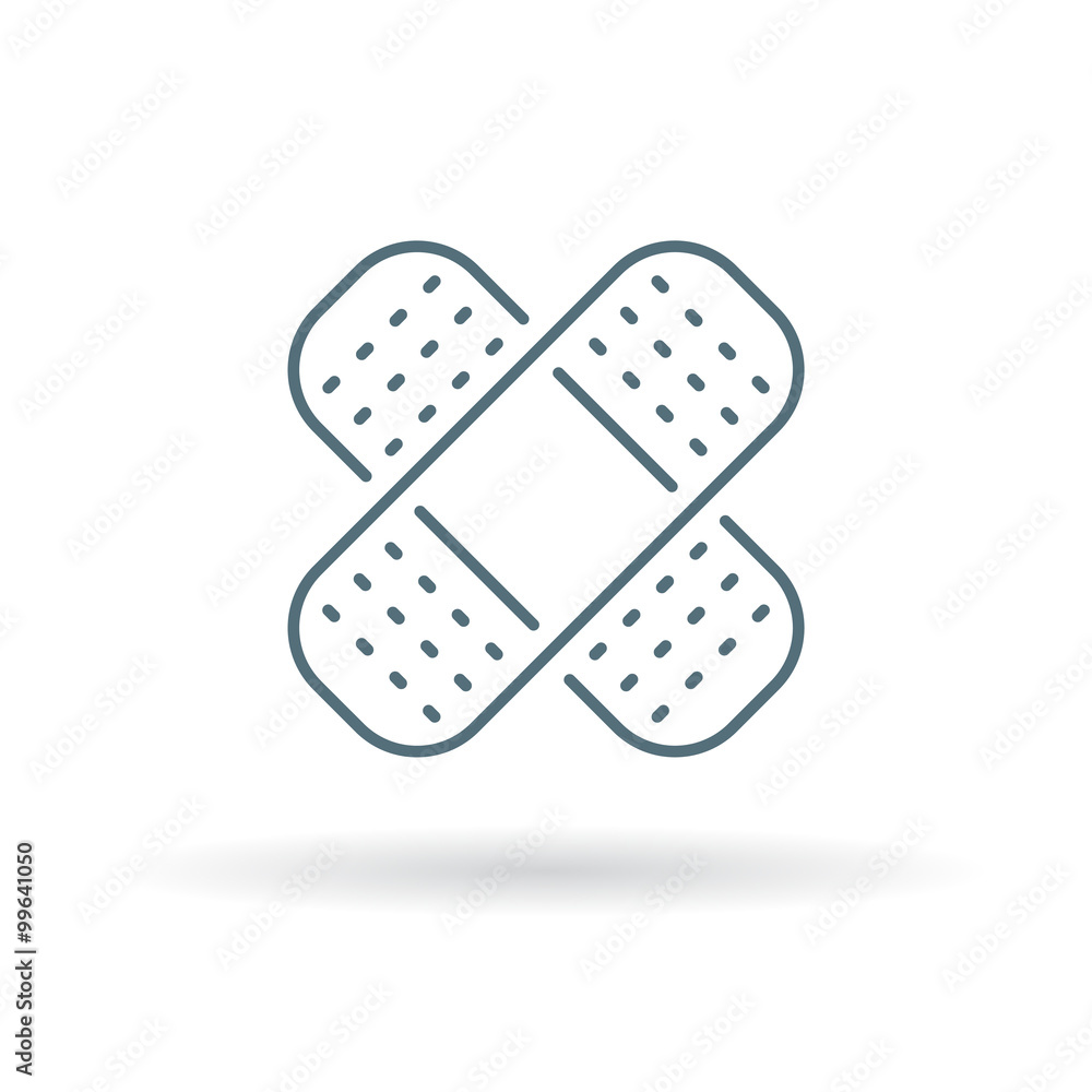 Bandaid icon. Bandage sign. plaster symbol. Thin line icon on white background. Vector illustration. Bandaid icon. Bandage sign. plaster symbol. Thin line icon on white background. Vector illustration.