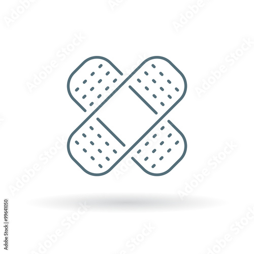 Bandaid icon. Bandage sign. plaster symbol. Thin line icon on white background. Vector illustration.