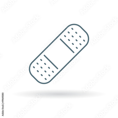 Bandaid icon. Bandage sign. plaster symbol. Thin line icon on white background. Vector illustration.