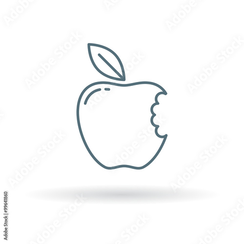 Eat apple icon. Apple bite sign. fresh fruit symbol. Thin line icon on white background. Vector illustration. photo