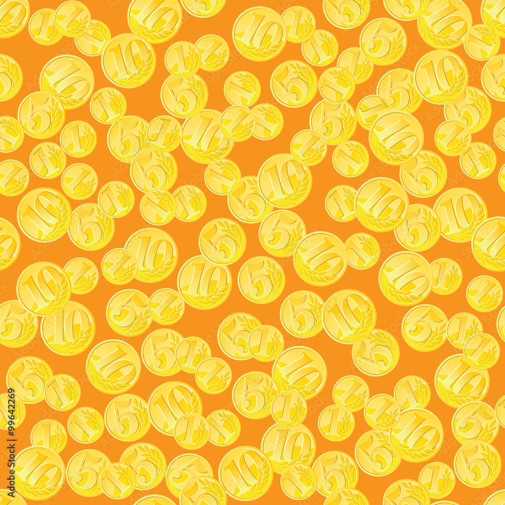 Golden coins seamless pattern Golden coins seamless pattern