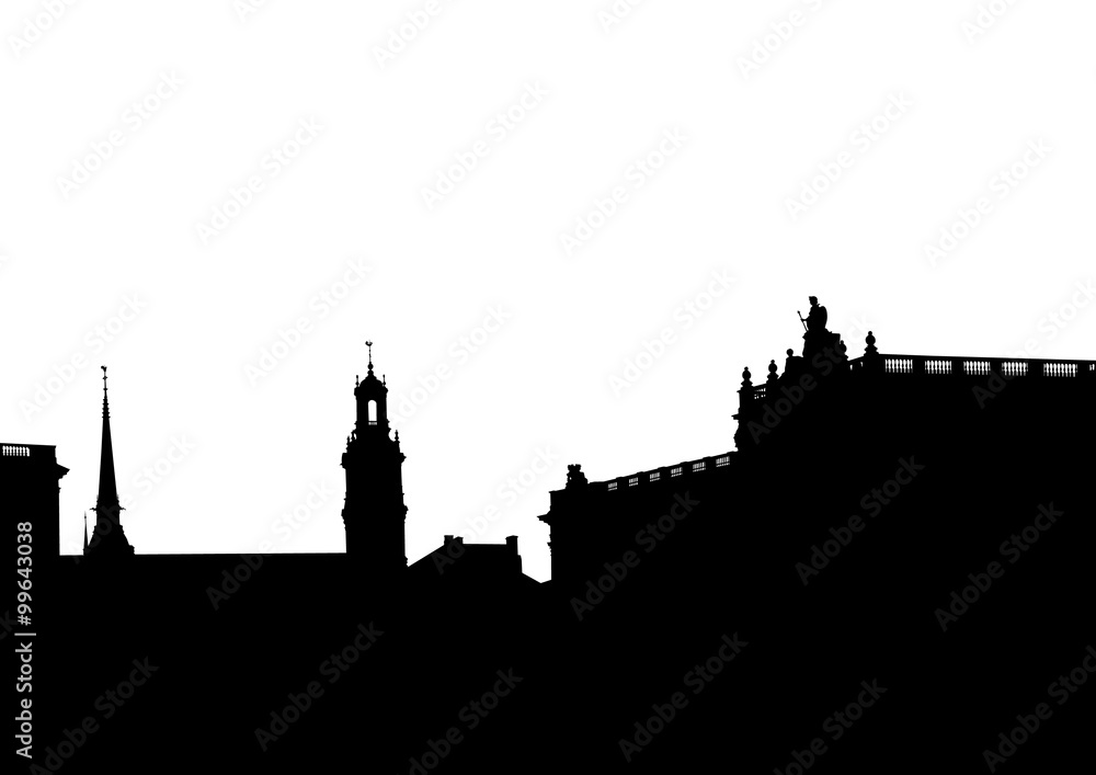 Ancient castle on the banks on a white background