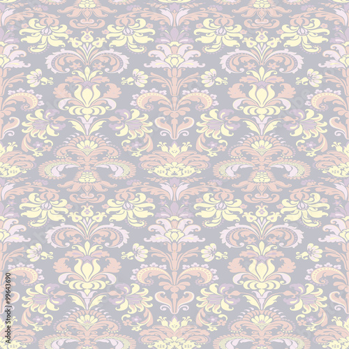 colorful damask seamless floral pattern background