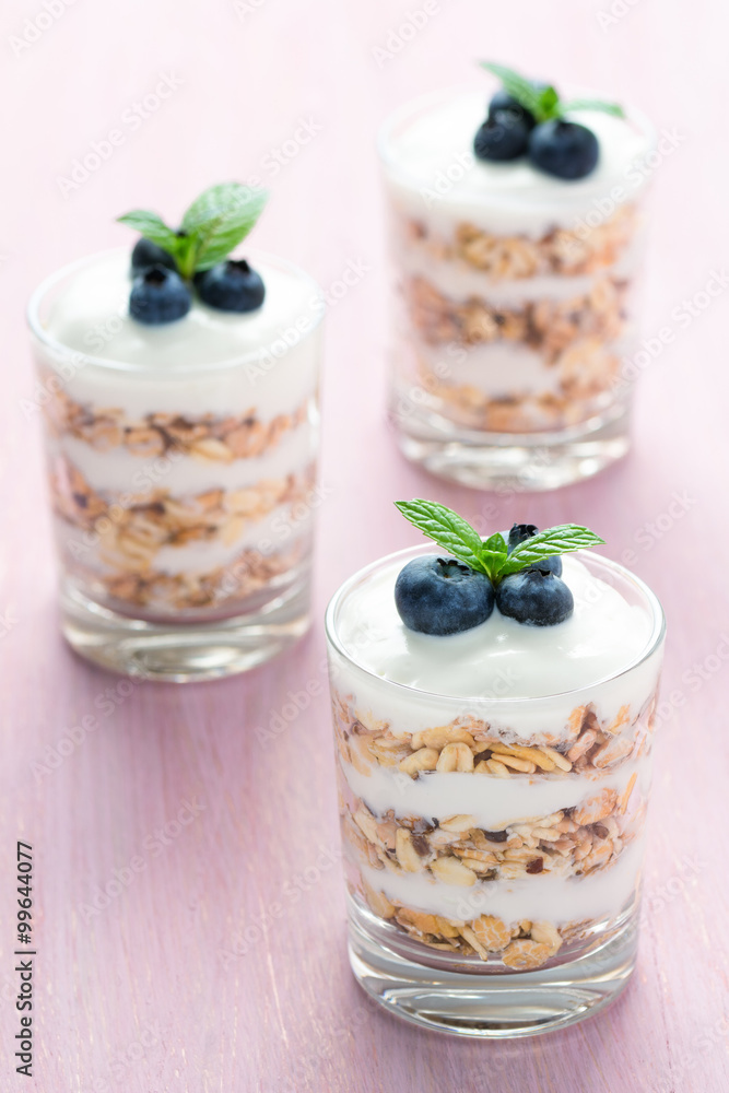 Gesundes Dessert mit Joghurt und Heidelbeeren Gesundes Dessert mit Joghurt und Heidelbeeren