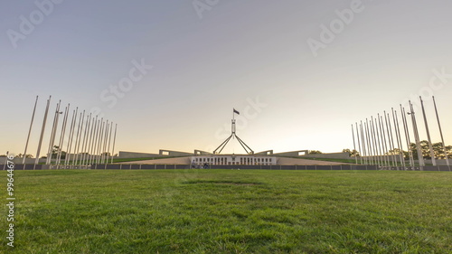 Wallpaper Mural Canberra, Australia - December 28, 2015 : Time lapse of beautiful sunset at exterior of Federal Parliament House. Panning Torontodigital.ca