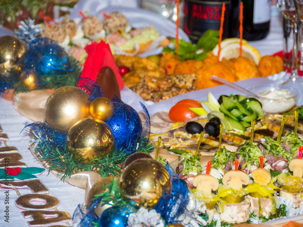 Traditionally decorated christmas table Traditionally decorated christmas table