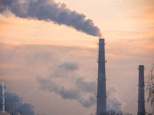 Industrial stack billows smoke