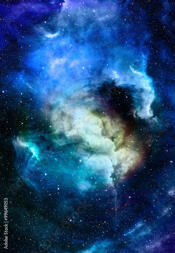 Nebula, Cosmic space and stars, blue cosmic abstract background.