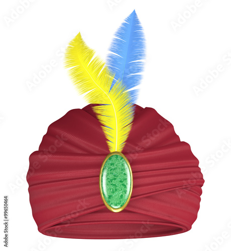 Obraz na plátně Purple turban with feathers