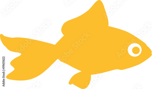 Yellow goldfish silhouette with eye