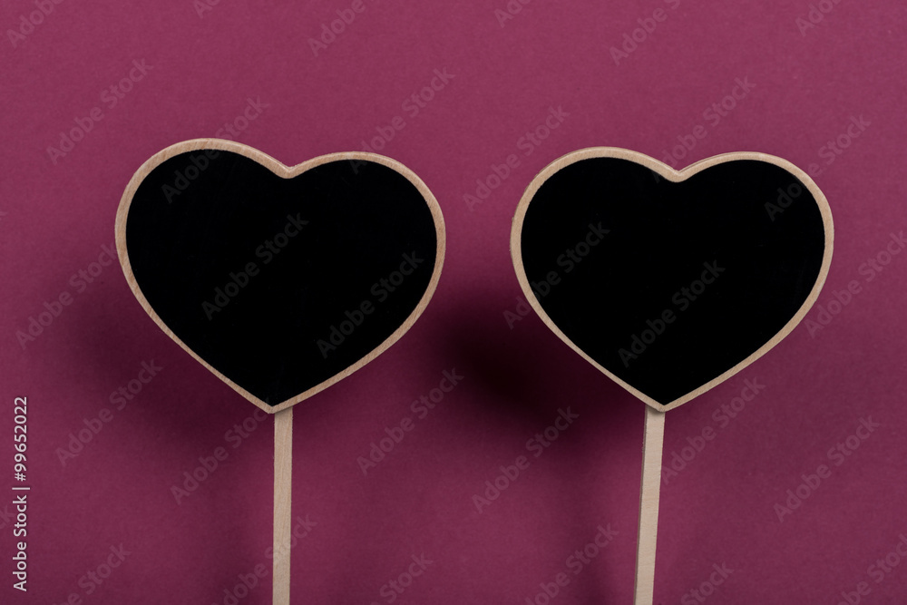 Heart Label. Writing board in heart shape on color background. 