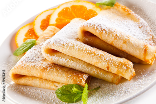 Crepes on white background