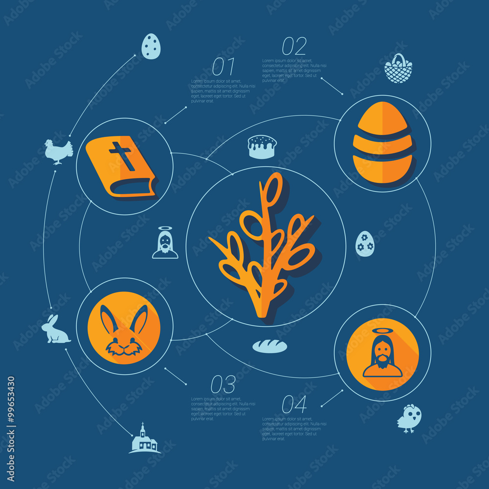 Naklejka premium easter flat infographic