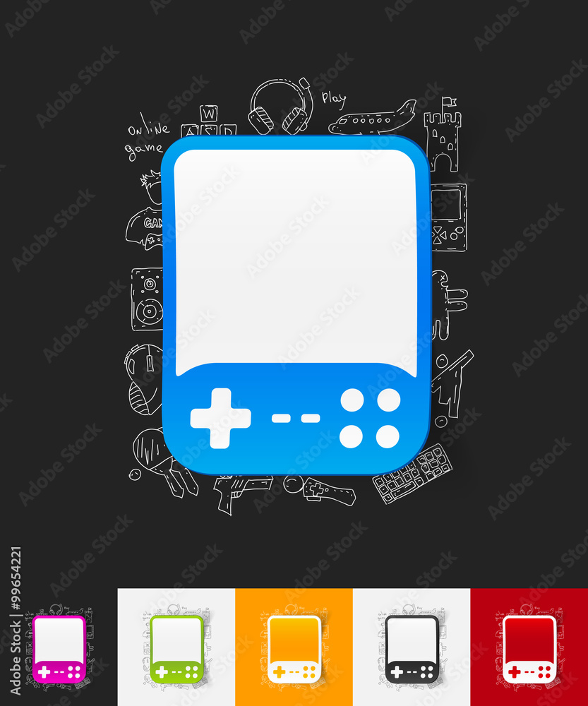 joystick paper sticker with hand drawn elements joystick paper sticker with hand drawn elements