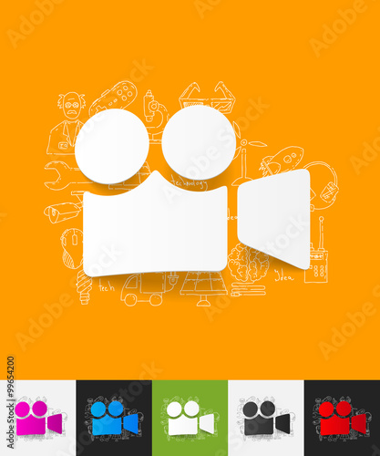 video paper sticker with hand drawn elements